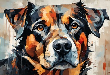 AI generated illustration of Painting of a majestic dog gazing toward the right