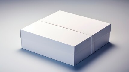 White box with indigo background for home organization products