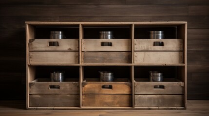Artisanal goods in minimalist wooden crate with empty space