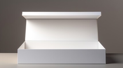 Minimalist subscription box concept with open white cardboard