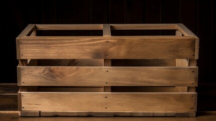 Empty compartments in rustic wooden crate for crafts display