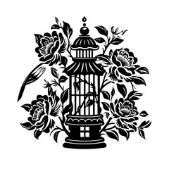 Bird Cage, cage svg, cage png, T shirt, clipart, png, svg, eps, jpg, vector, flower, floral, pattern, nature, illustration, leaf, vintage, art, plant, drawing, flowers, design, seamless, black, decora