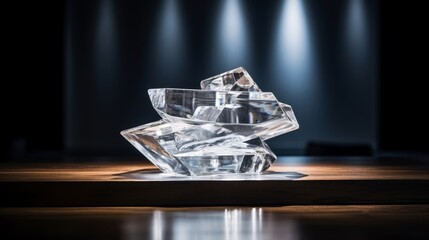 Refracting light glacier podium for luxury item presentation