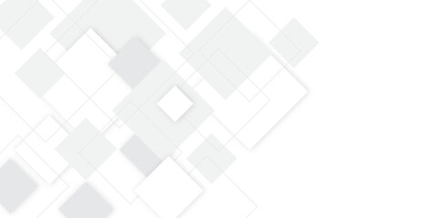 Square pattern on banner with shadow. Abstract white and grey color geometric background with copy space. Modern and minimal concept. You can use for cover, poster, banner web.