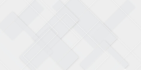 Square pattern on banner with shadow. Abstract white and grey color geometric background with copy space. Modern and minimal concept. You can use for cover, poster, banner web.