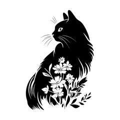 cat svg, cat floral svg, car lover svg, animal svg bundle, domestic pet svg, cat mom svg, cat bundle svg, cat mama svg, cat printable svg, flower svg, plant svg, floral svg, silhouette cat, cat, anima