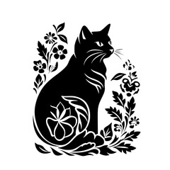 cat svg, cat floral svg, car lover svg, animal svg bundle, domestic pet svg, cat mom svg, cat bundle svg, cat mama svg, cat printable svg, flower svg, plant svg, floral svg, silhouette cat, cat, anima