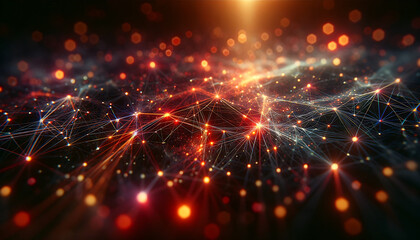 Fototapeta premium Abstract digital cyber technology, concept of global network and connectivity, international data transfer and cyber technology, worldwide business, information exchange and telecommunication