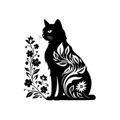 cat svg, cat floral svg, car lover svg, animal svg bundle, domestic pet svg, cat mom svg, cat bundle svg, cat mama svg, cat printable svg, flower svg, plant svg, floral svg, silhouette cat, cat, anima
