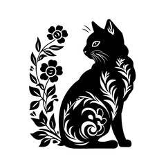 cat svg, cat floral svg, car lover svg, animal svg bundle, domestic pet svg, cat mom svg, cat bundle svg, cat mama svg, cat printable svg, flower svg, plant svg, floral svg, silhouette cat, cat, anima