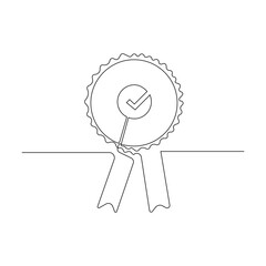 Vector high quality product and high warranty concept and approved choice in simple one line art drawing and illustration