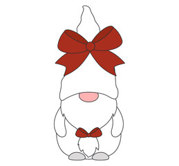 gnome with a big bow, Valentine's Day illustration  