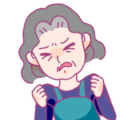 怒るシニア女性のイラスト