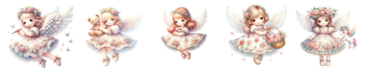 Fototapeta premium Watercolor girl with sweets on white background