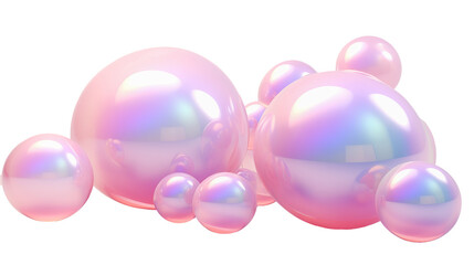 Balloons.3D solid fluid holographic on white or transparent background. 
