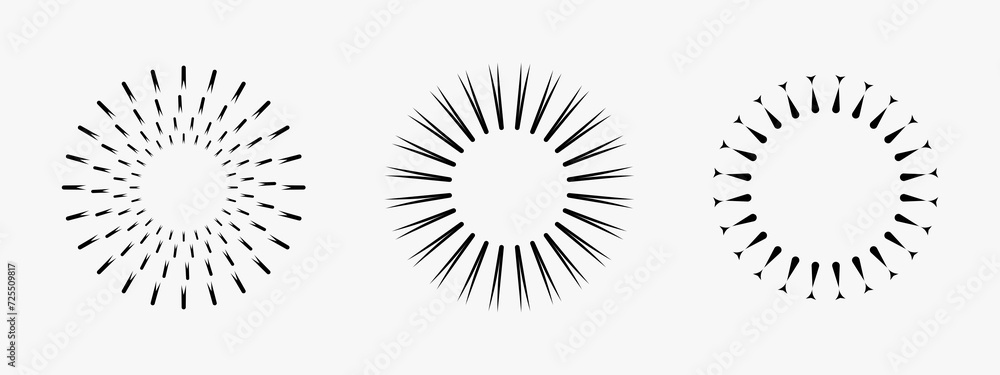 Wall mural simple abstract radial frames – set of modern round frames
