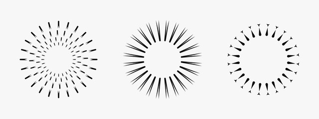 Simple abstract radial frames &ndash; Set of modern round frames