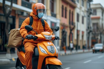 Delivery express food delivery and shopping online concept.