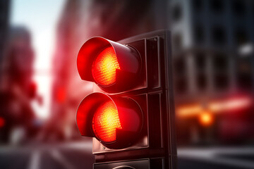 Traffic light in city at night. 3d rendering and illustration.