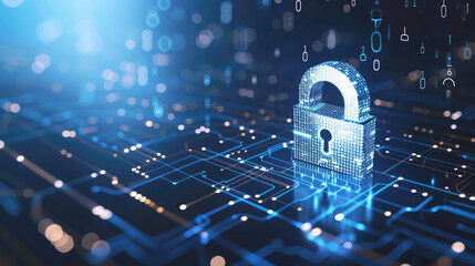 Abstract futuristic cyber defense system Binary code background