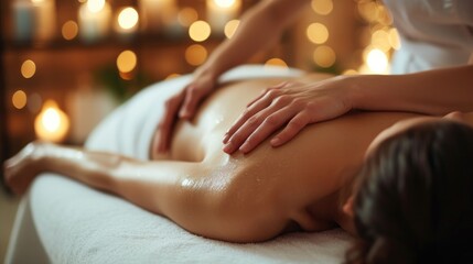 Woman lies on a table in beauty spa getting a massage.Spa woman.Body care, skin care, wellness, wellbeing,maderotherapy