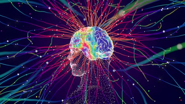 cyclic 3D animation. the light of consciousness and the creation of our worldview from confused thoughts