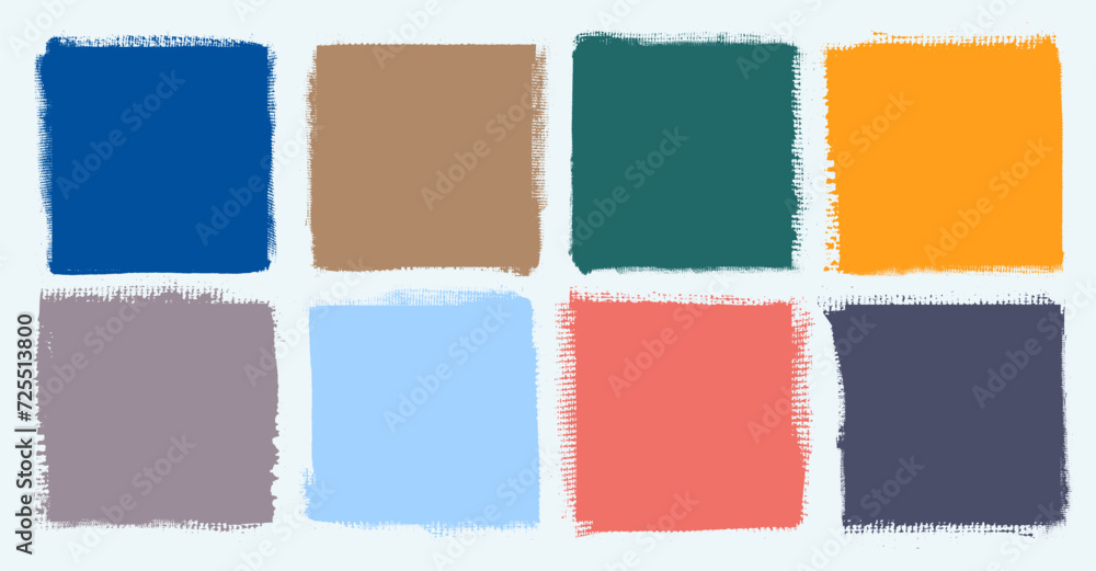 Poster grunge colorful square template backgrounds set. vector painted squares or rectangular shapes. hand 
