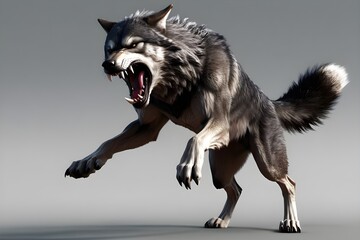 Dynamic-attack-pose-of-a-sinister-wolf-lunging-forward-with-bared-teeth-claws-extended-in-a-primal