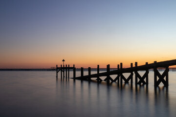 High tide at sunset on Jubilee beach, Southend-on-Sea, Essex, England, United Kingdom