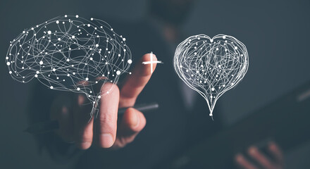 brain with heart in screen