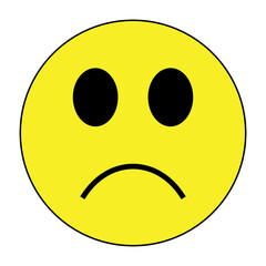 Sad emoji. Unhappy yellow face. Sad Emotions. 