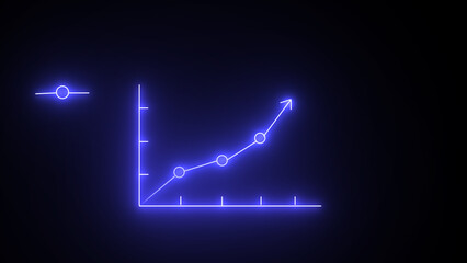 Neon business graph chart on black background.