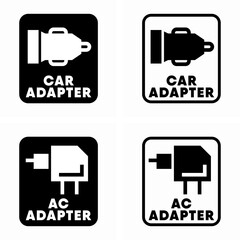 Car Adapter, AC Adapter vector information sign