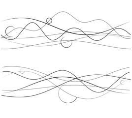 Design elements. Wave of many purple black lines. Abstract wavy stripes on white background isolated. Vector illustration EPS 10. Colourful waves with lines