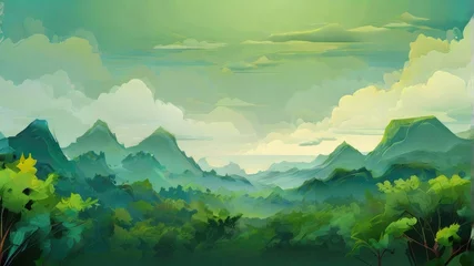 Poster green jungle background illustration © alvian
