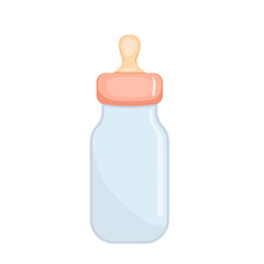 Baby milk bottle. Cute cartoon vector illustration.