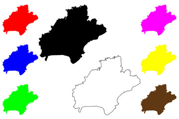 Fototapeta premium Jiaxing city (People's Republic of China, PRC) map vector illustration, scribble sketch Kashing Prefecture-level city map