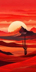 Fototapeten red mountain background illustration © alvian