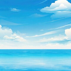 Obraz premium sea with blue sky illustration background