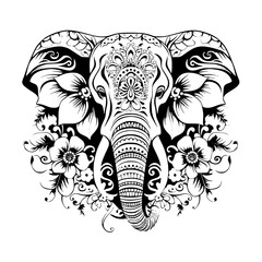 elephant svg, elephant png, elephant vector, mandala line art, mandala art, clipart, eps, vector, silhouette, vector, flower, floral, design, illustration, pattern, art, tattoo, black, decoration