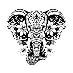 elephant svg, elephant png, elephant vector, mandala line art, mandala art, clipart, eps, vector, silhouette, vector, flower, floral, design, illustration, pattern, art, tattoo, black, decoration