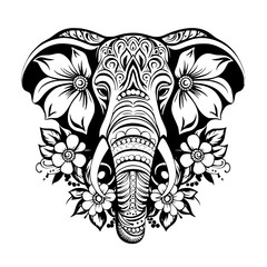 elephant svg, elephant png, elephant vector, mandala line art, mandala art, clipart, eps, vector, silhouette, vector, flower, floral, design, illustration, pattern, art, tattoo, black, decoration