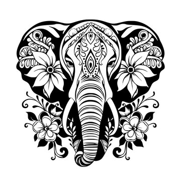 Elephant Svg, Elephant Png, Elephant Vector, Mandala Line Art, Mandala Art, Clipart, Eps, Vector, Silhouette, Vector, Flower, Floral, Design, Illustration, Pattern, Art, Tattoo, Black, Decoration