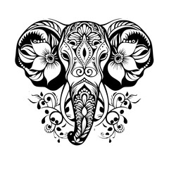 elephant svg, elephant png, elephant vector, mandala line art, mandala art, clipart, eps, vector, silhouette, vector, flower, floral, design, illustration, pattern, art, tattoo, black, decoration