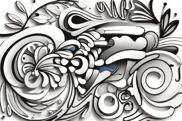 abstract floral lineart drawing illustration