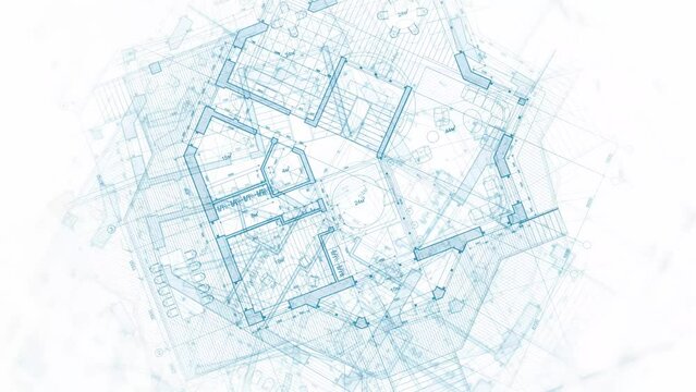 Architecture design: blueprint plan - illustration of a plan modern residential building / technology, industry, business concept illustration: real estate, building, construction, architecture