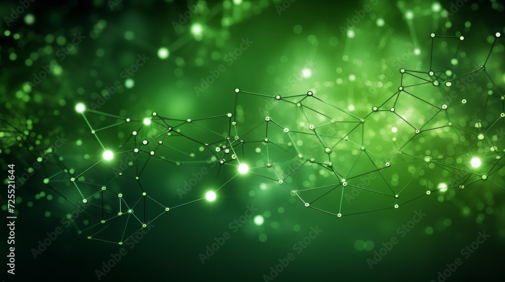Poster vibrant abstract green tech background with interconnected elements – high-tech digital design conce