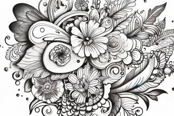abstract floral lineart drawing illustration