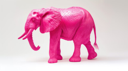 Vibrant pink elephant on white background