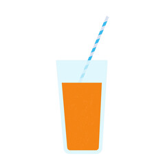 Orange Juice Glass With Striped Straw Icon